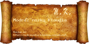Modránszky Klaudia névjegykártya